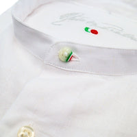 Camicia in cotone e lino collo coreano