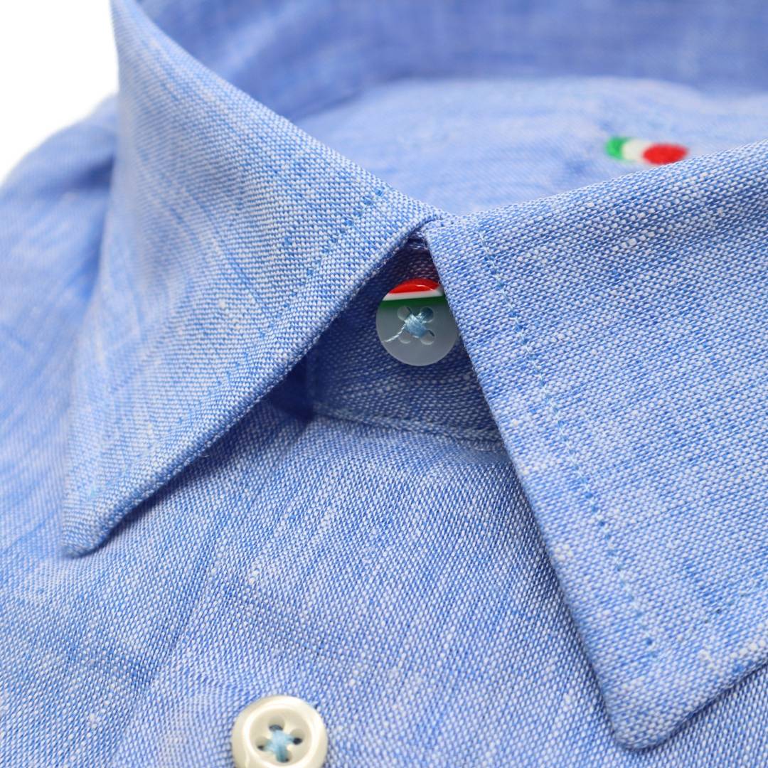 Camicia in cotone e lino collo italiano