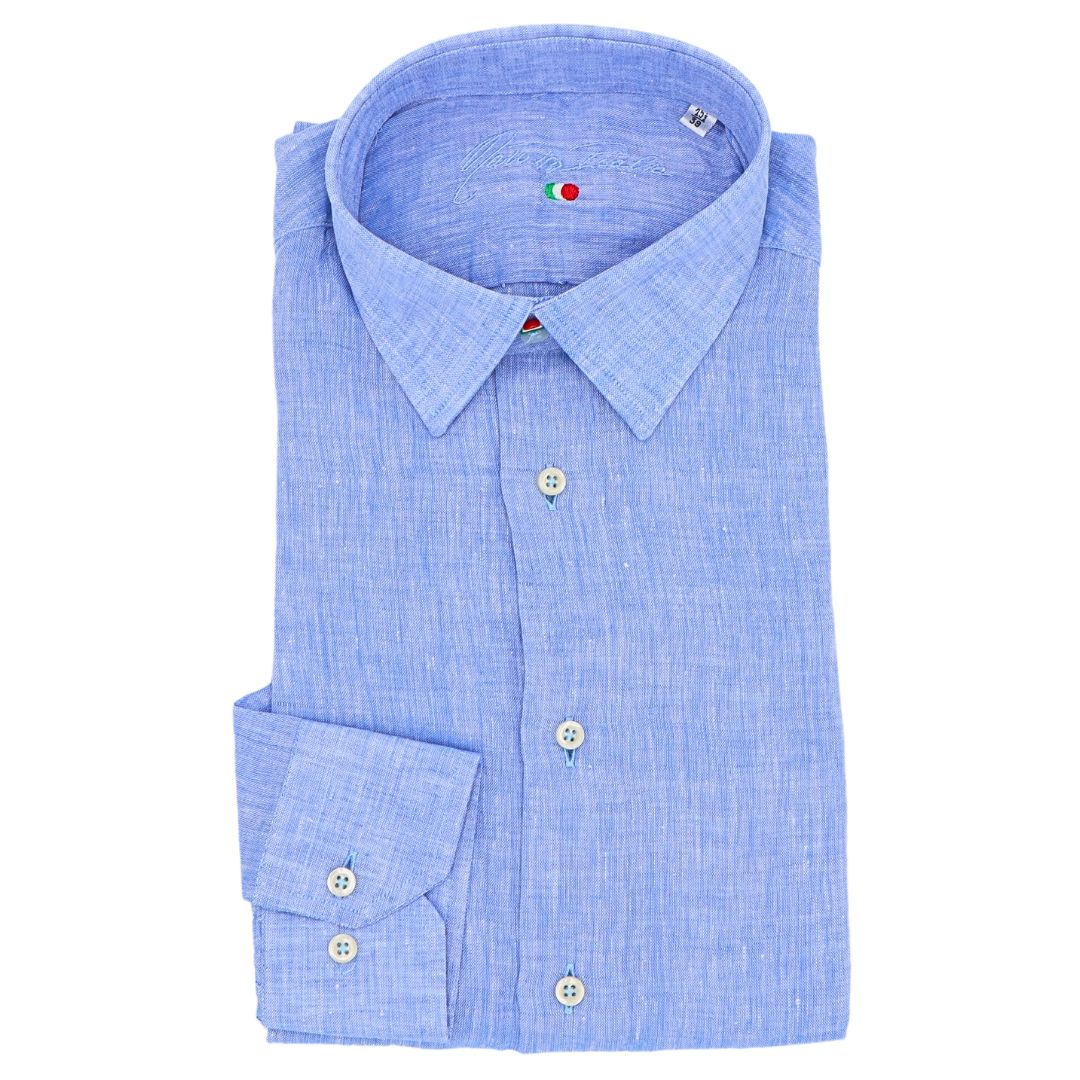 Camicia in cotone e lino collo italiano