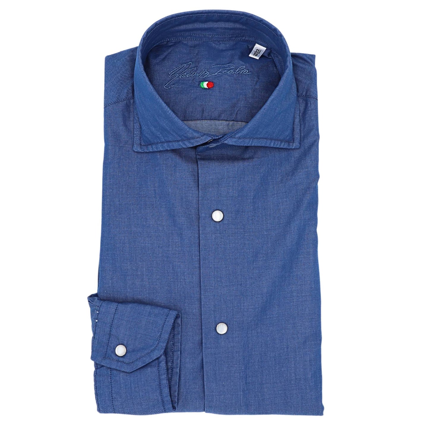 Camicia finto denim con bottoni a pressione